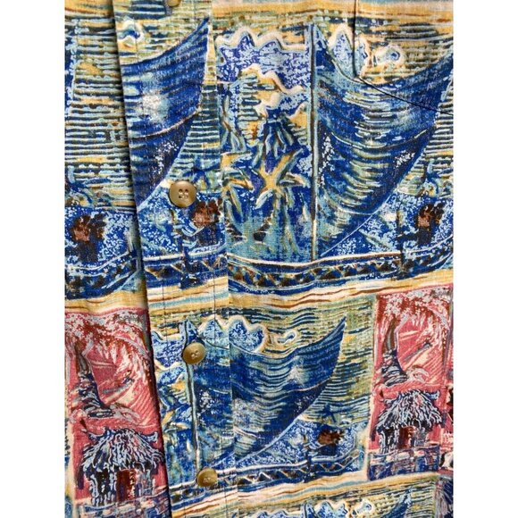 Vintage Kahala Hawaiian Islands collection Mens XL Cotton Blue Ocean Beach Palm - Picture 9 of 11